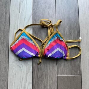 Multi coloured bikini top with tie